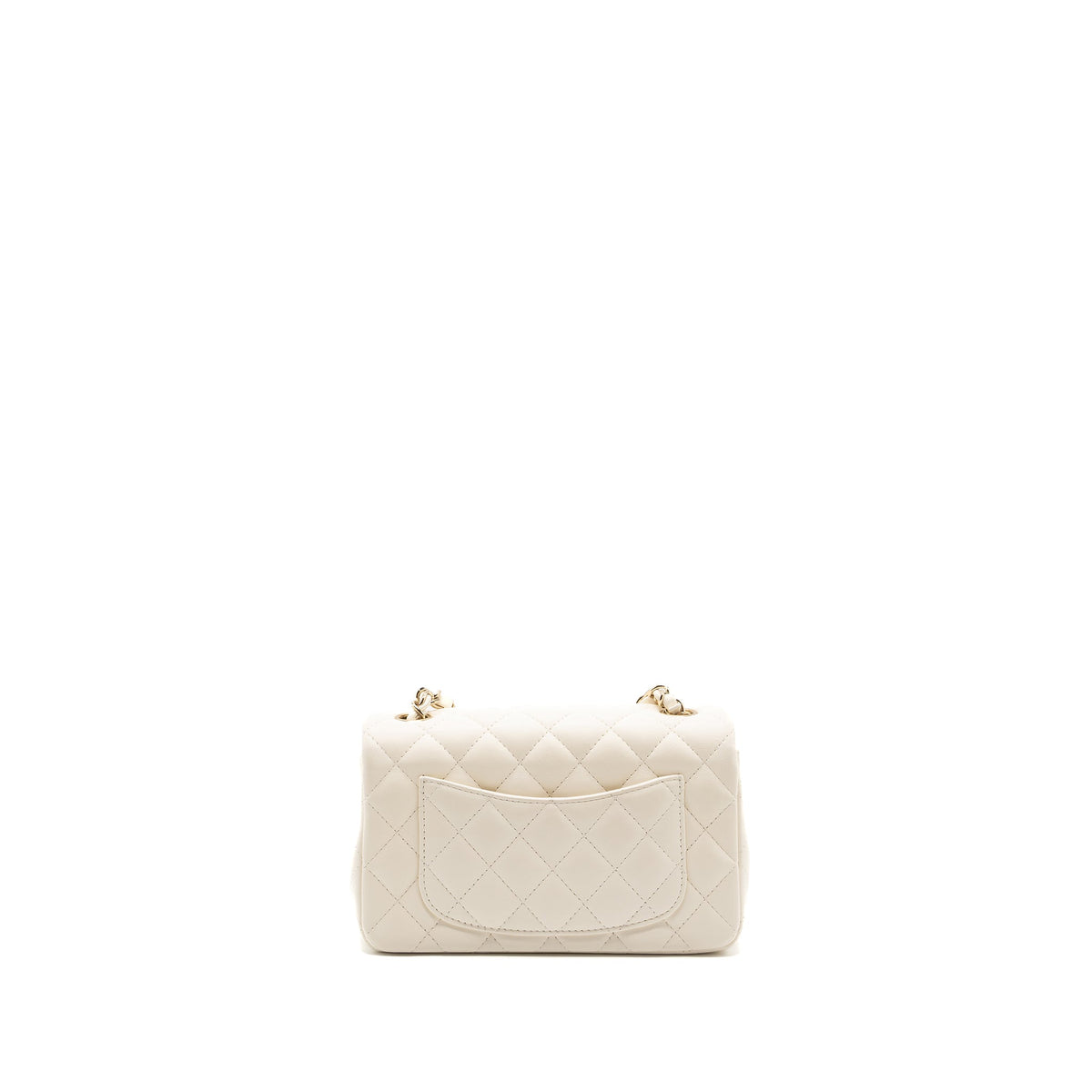CHANEL MINI RECTANGULAR FLAP BAG LAMBSKIN WHITE LGHW (MICROCHIP)