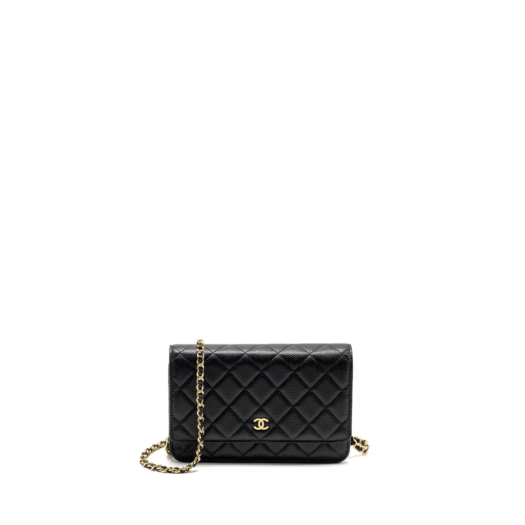 CHANEL CLASSIC WALLET ON CHAIN CAVIAR BLACK GHW (MICROCHIP)