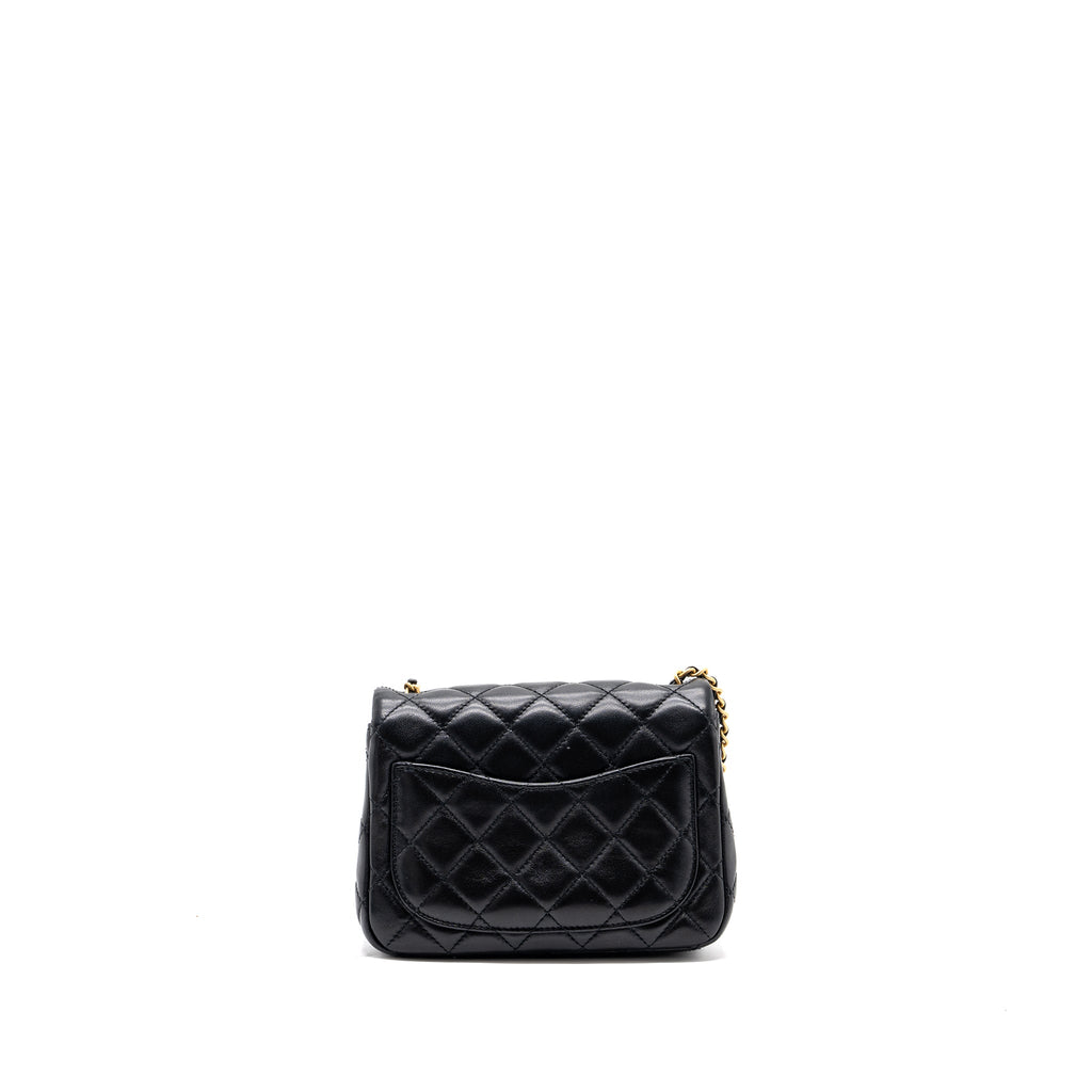 CHANEL PEARL CRUSH MINI SQUARE FLAP BAG LAMBSKIN BLACK GHW (MICROCHIP)
