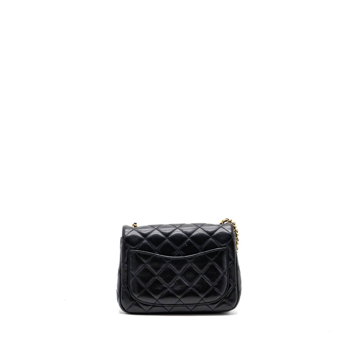 CHANEL PEARL CRUSH MINI SQUARE FLAP BAG LAMBSKIN BLACK GHW (MICROCHIP)