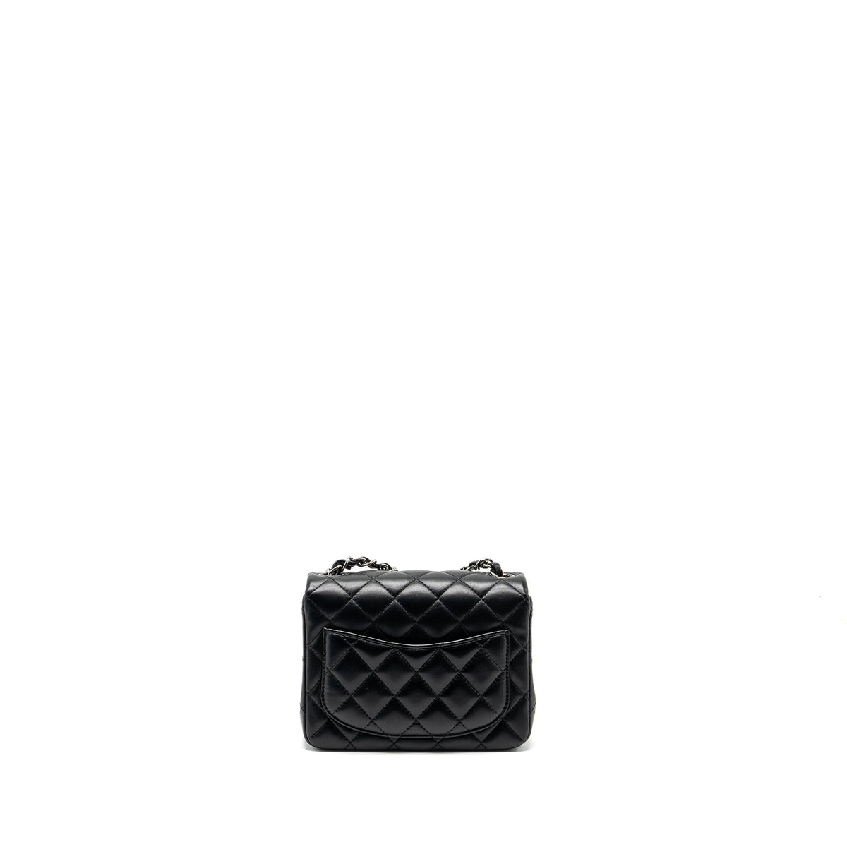 CHANEL MINI SQUARE FLAP BAG LAMBSKIN BLACK SHW