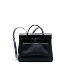 HERMES HERBAG 31 ZIP BAG CANVAS/HUNTER BLACK SHW