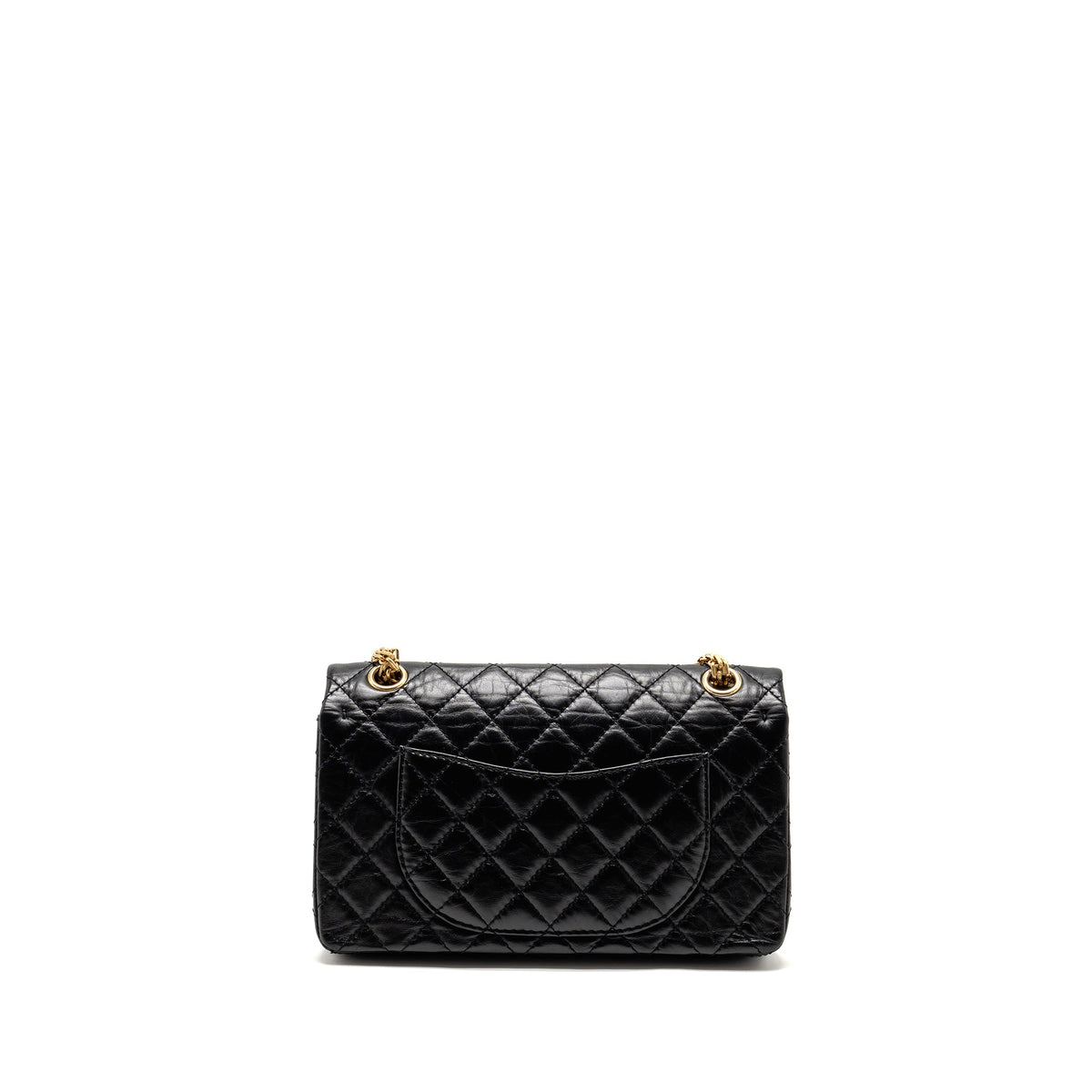 CHANEL SMALL 2.55 REISSUE DOUBLE FLAP BAG AGE CALFSKIN BLACK GHW