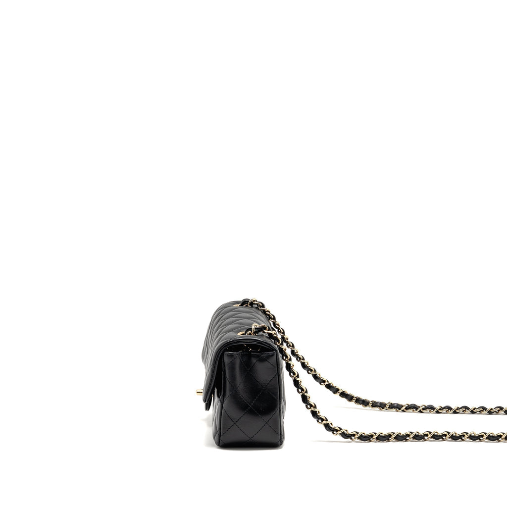 CHANEL MINI RECTANGULAR FLAP BAG LAMBSKIN BLACK LGHW (MICROCHIP)