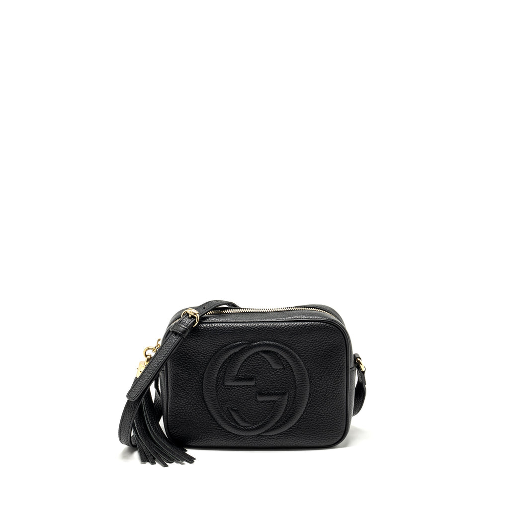GUCCI DISCO SOHO CAMERA BAG GRAINED CALFSKIN BLACK GHW