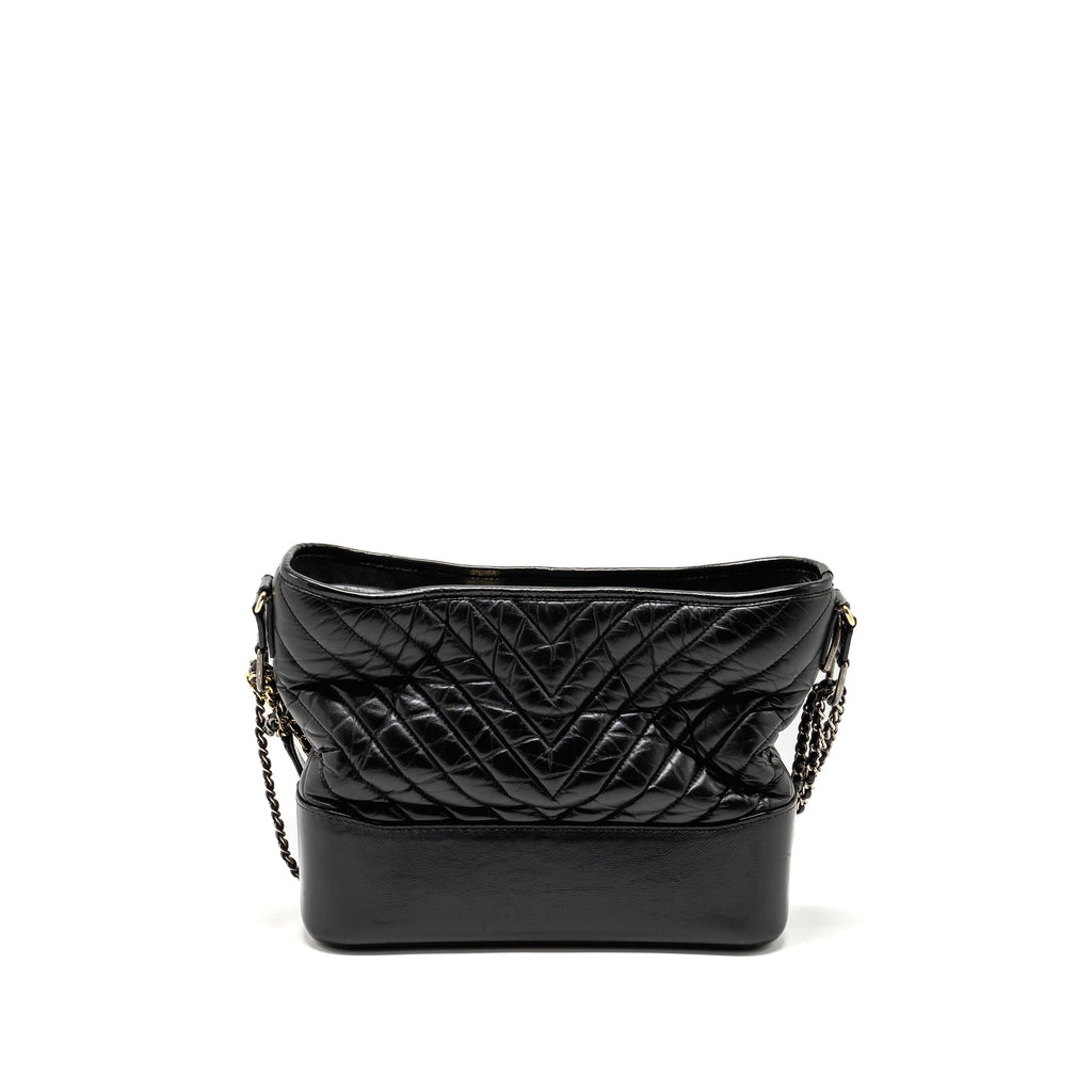 CHANEL GABRIELLE HOBO BAG SHINY CALFSKIN BLACK MULTICOLOUR HARDWARE