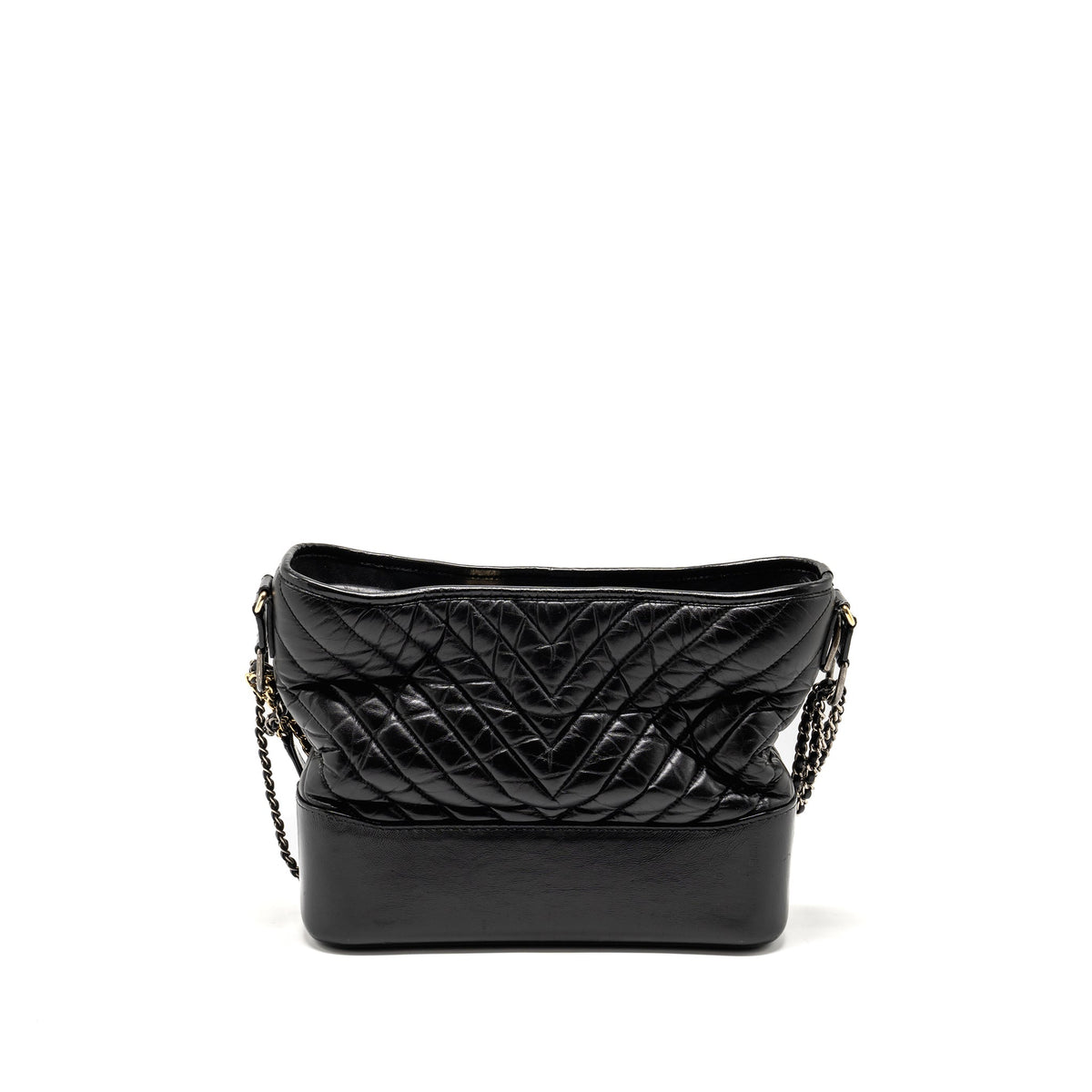 CHANEL GABRIELLE HOBO BAG SHINY CALFSKIN BLACK MULTICOLOUR HARDWARE