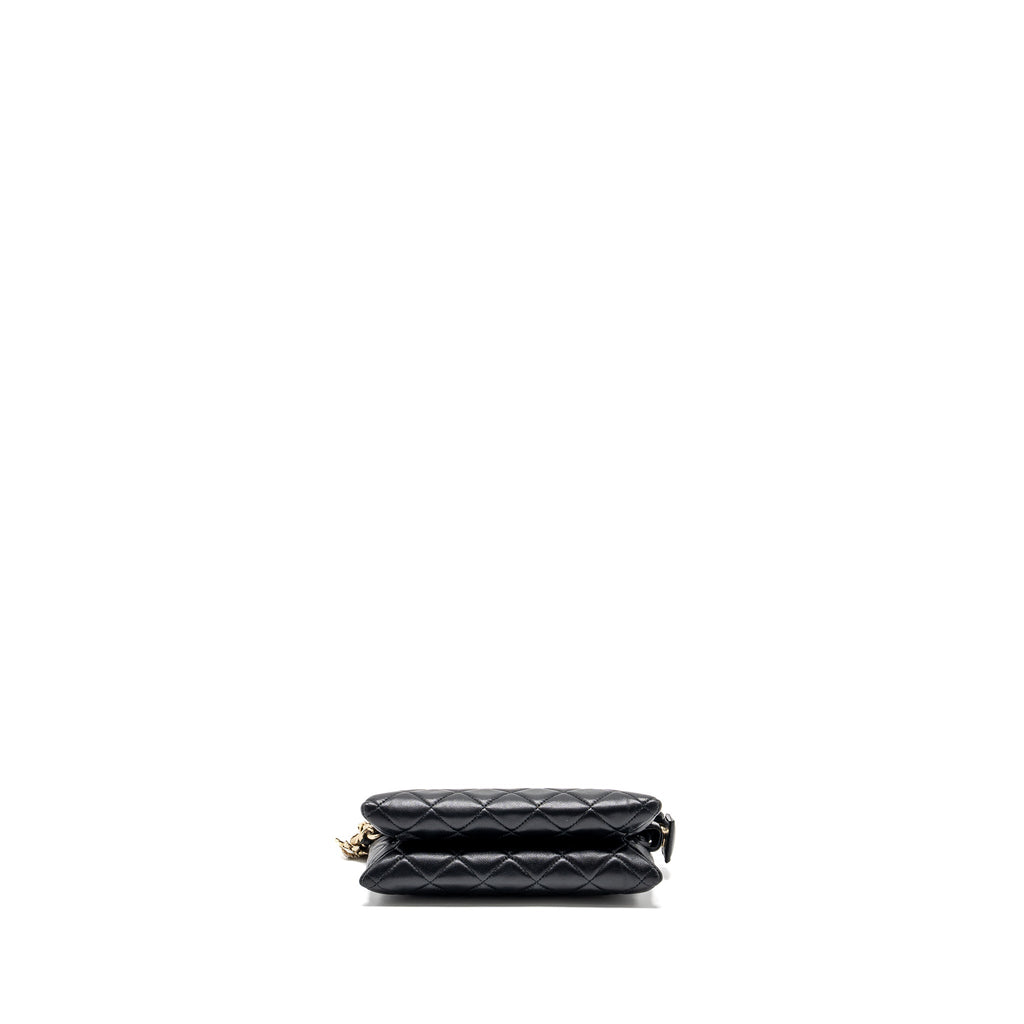 CHANEL COCO CHARMS QUILTED POUCH BAG LAMBSKIN BLACK GHW