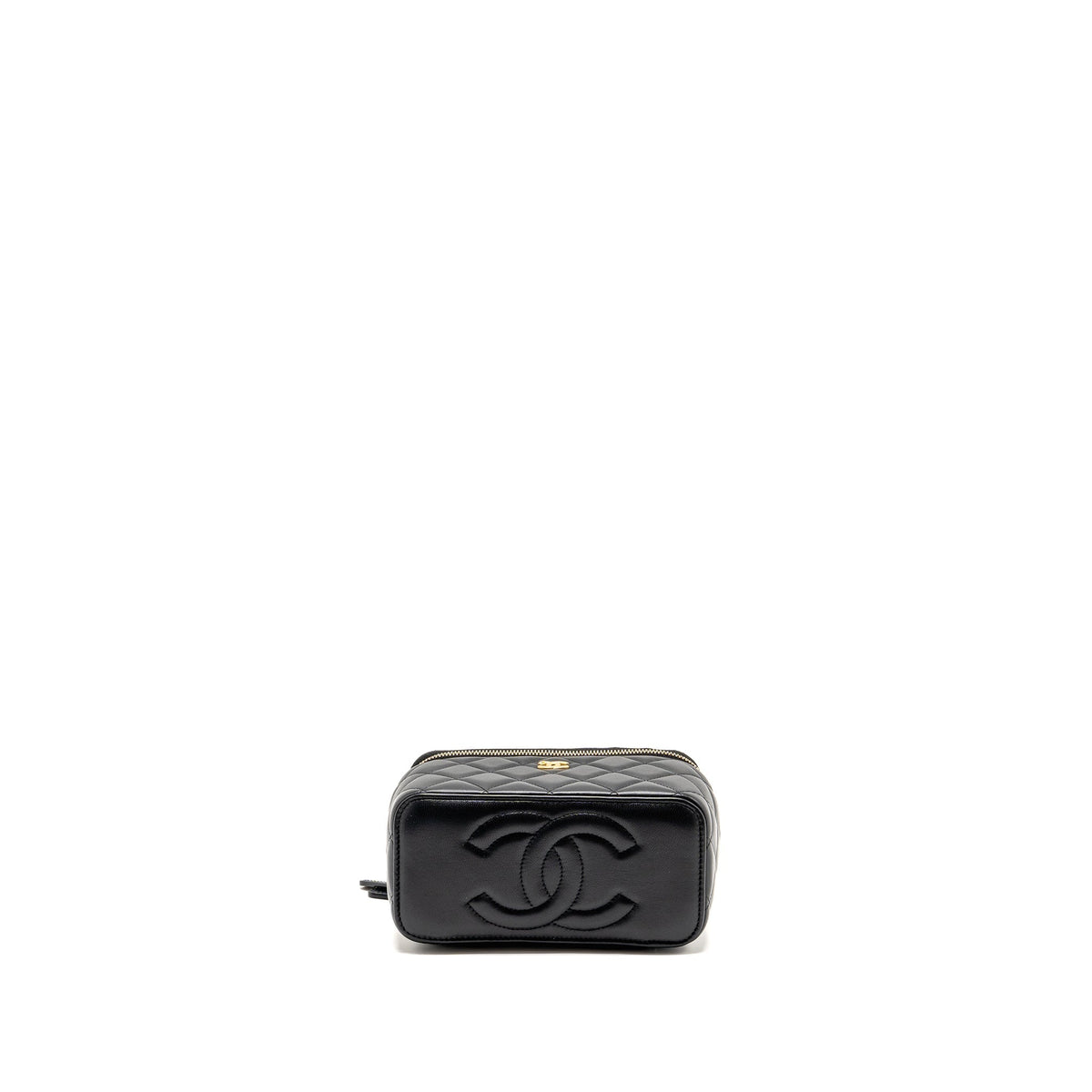 CHANEL PEARL CRUSH LONG VANITY CASE LAMBSKIN BLACK GHW (MICROCHIP)