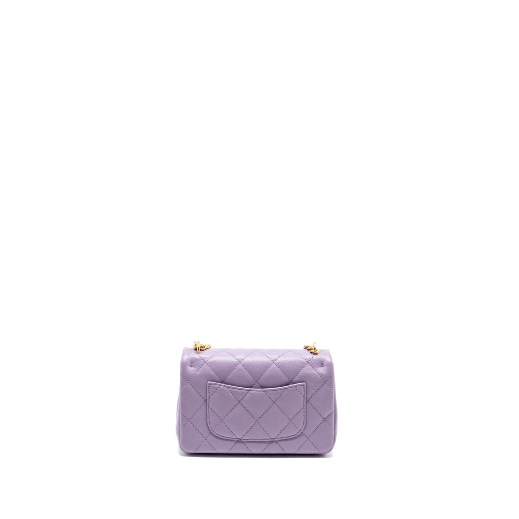 CHANEL 24P COCO LOVE MINI FLAP BAG ADJUSTABLE CHAINS CAVIAR LIGHT PURPLE GHW (MICROCHIP)