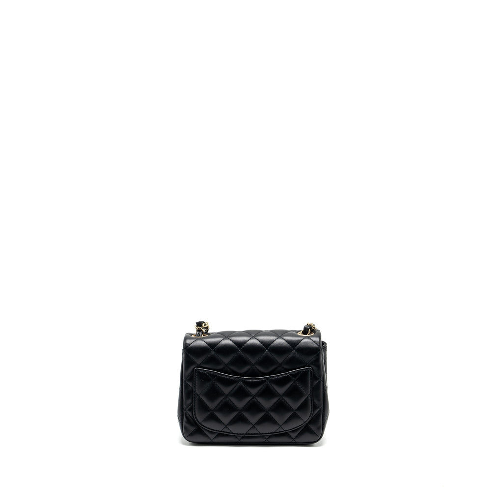 CHANEL MINI SQUARE FLAP BAG LAMBSKIN BLACK LGHW (MICROCHIP)