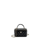 CHANEL TOP HANDLE LONG VANITY WITH CHAIN LAMBSKIN BLACK LGHW (MICROCHIP)