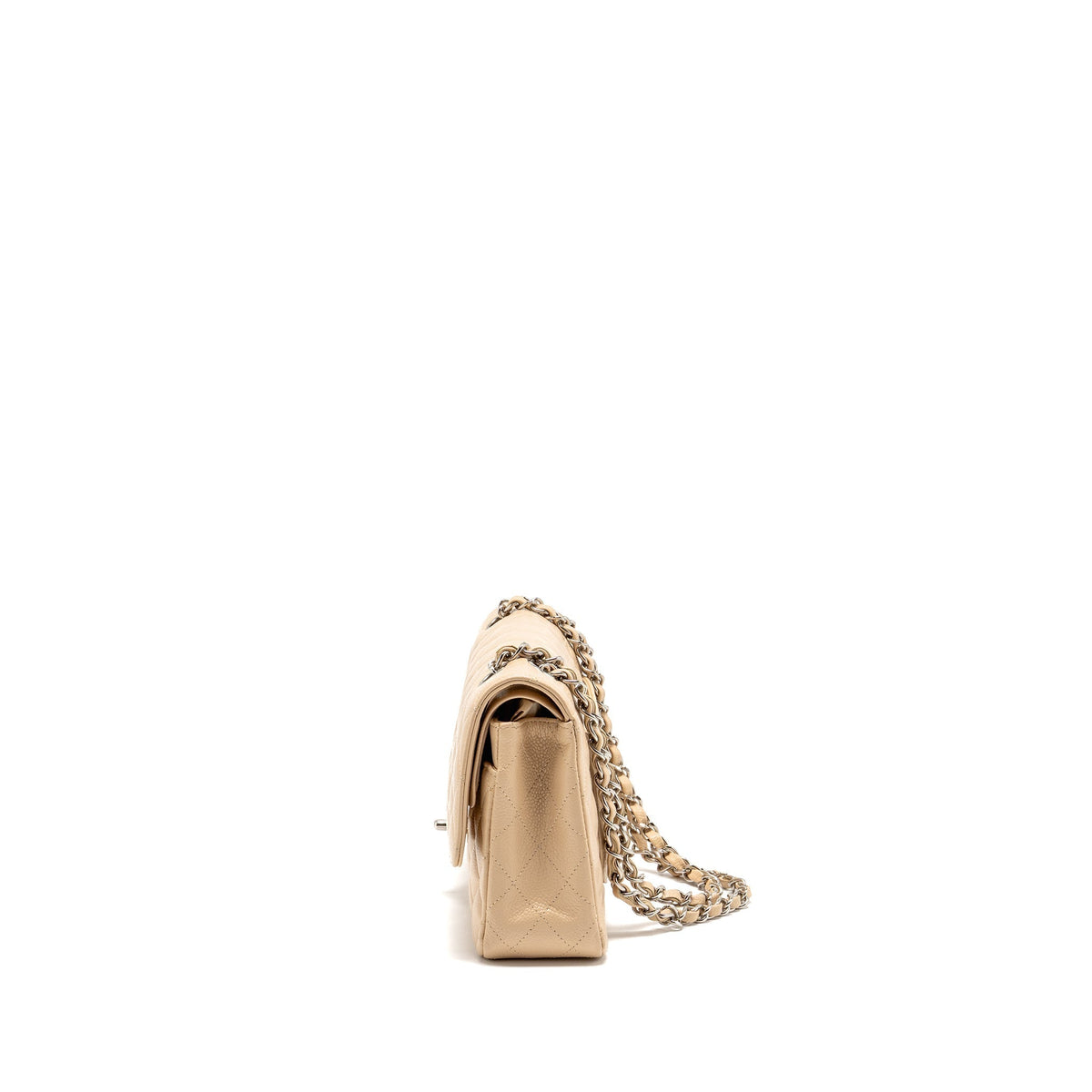 CHANEL MEDIUM CLASSIC DOUBLE FLAP BAG CAVIAR BEIGE LGHW