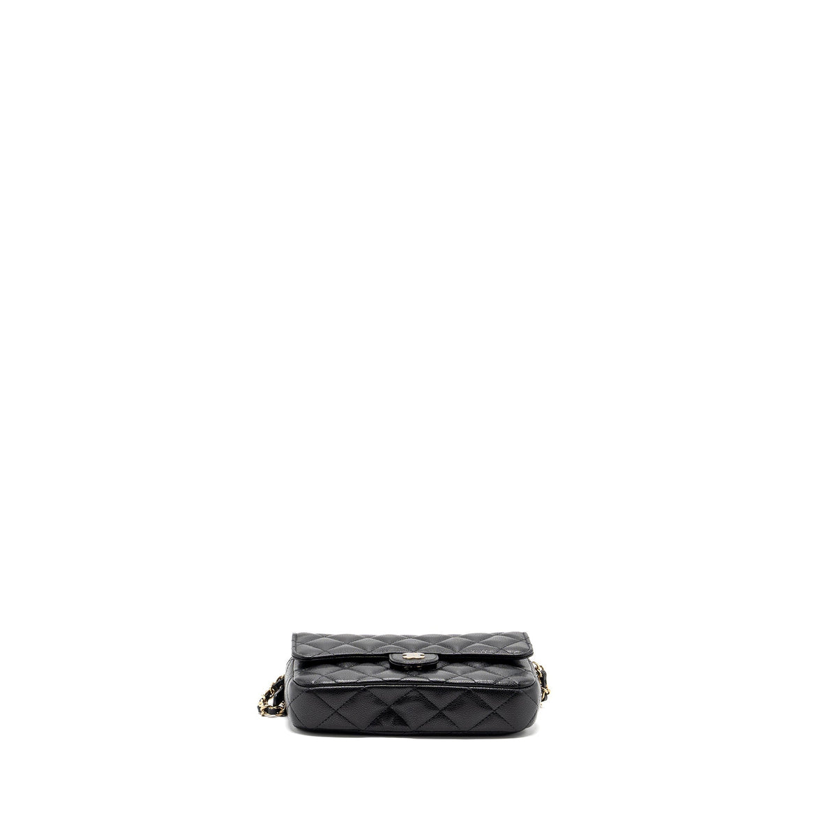 CHANEL DOUBLE POCKET WALLET ON CHAIN CAVIAR BLACK LGHW(MICROCHIP)
