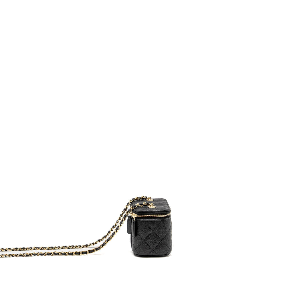 CHANEL MINI VANITY WITH CHAIN CAVIAR BLACK LGHW (MICROCHIP)
