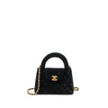 CHANEL 24A MINI SHOPPING TOTE/MINI KELLY VELVET BLACK GHW (MICROCHIP)
