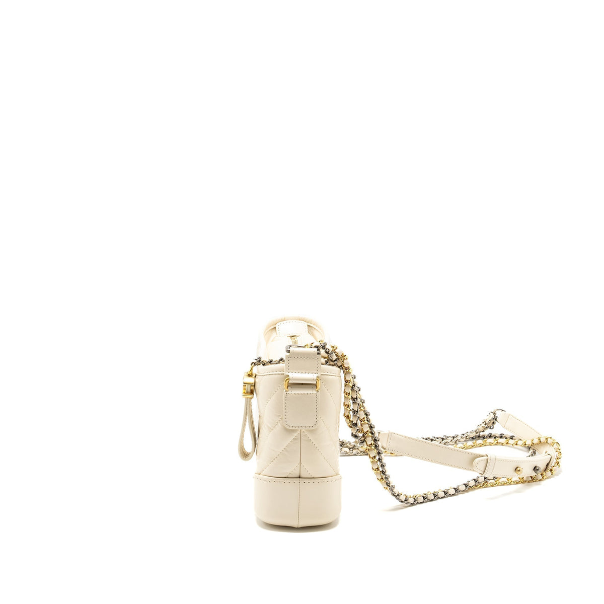 CHANEL SMALL CHEVRON GABRIELLE HOBO BAG CALFSKIN WHITE MULTICOLOUR HARDWARE