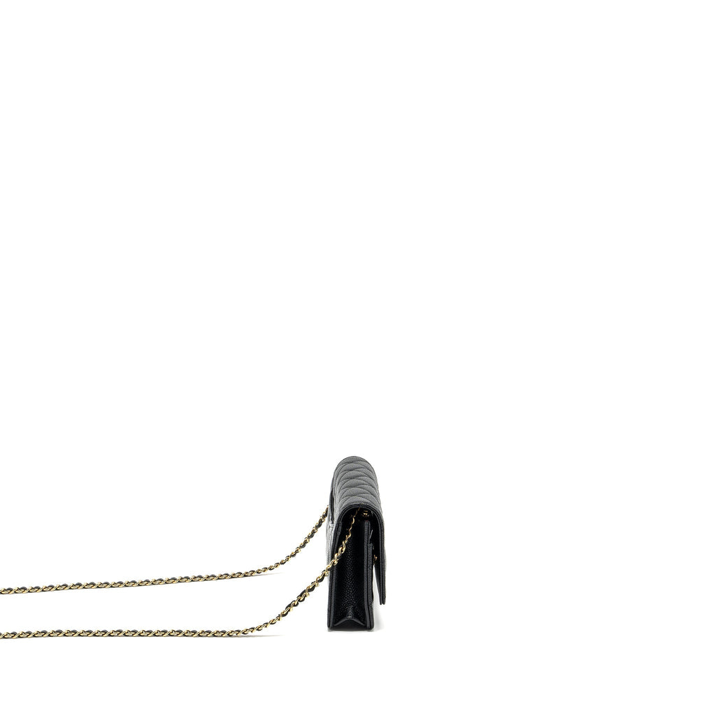 CHANEL CLASSIC WALLET ON CHAIN CAVIAR BLACK GHW (MICROCHIP)