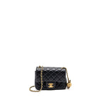 CHANEL PEARL CRUSH MINI SQUARE FLAP BAG LAMBSKIN BLACK GHW (MICROCHIP)