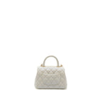 CHANEL MINI COCO HANDLE CAVIAR IRIDESCENT WHITE LGHW