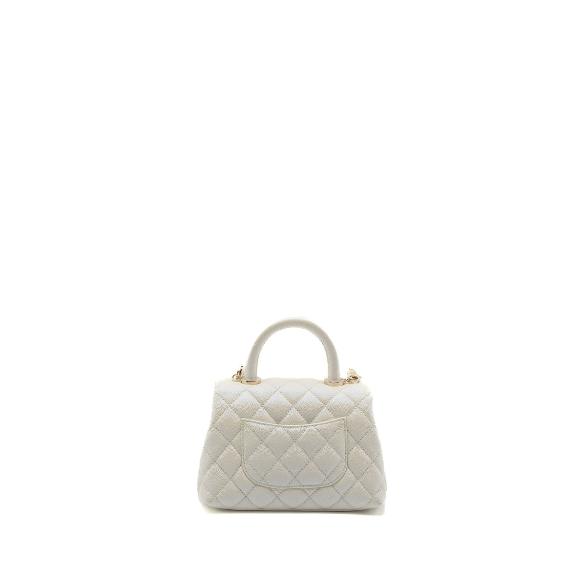 CHANEL MINI COCO HANDLE CAVIAR IRIDESCENT WHITE LGHW