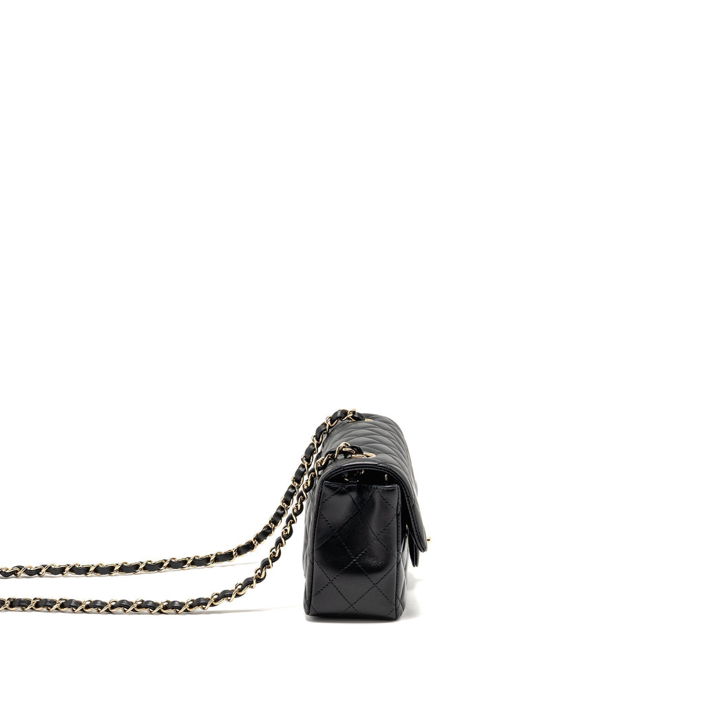 CHANEL MINI RECTANGULAR FLAP BAG LAMBSKIN BLACK LGHW (MICROCHIP)
