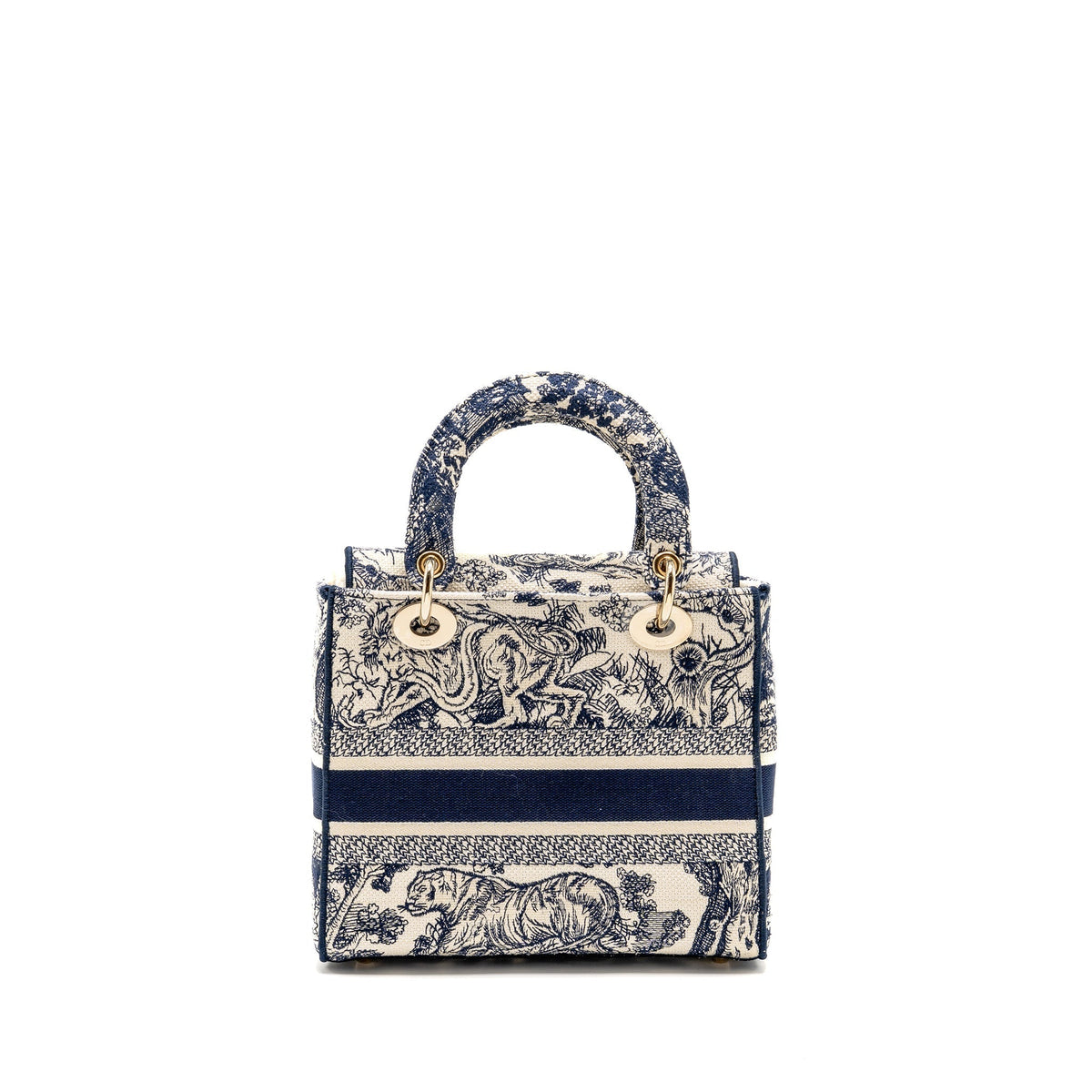 DIOR MEDIUM LADY D-LITE BAG TOILE DE JOUY EMBROIDERY BLUE LGHW