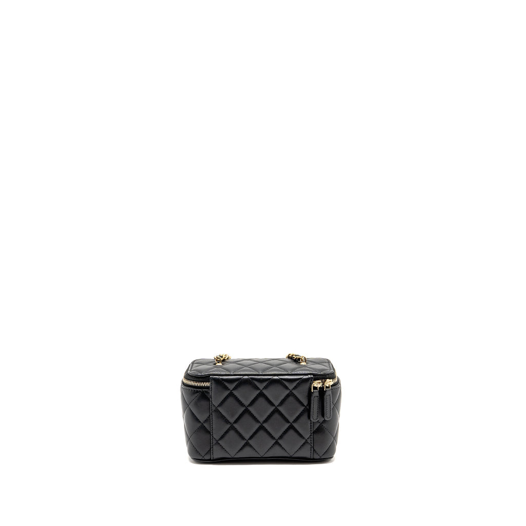 CHANEL PEARL CRUSH LONG VANITY CASE LAMBSKIN BLACK GHW (MICROCHIP)