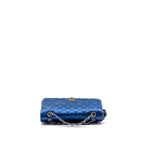 Chanel medium classic double flap bag satin blue GHW