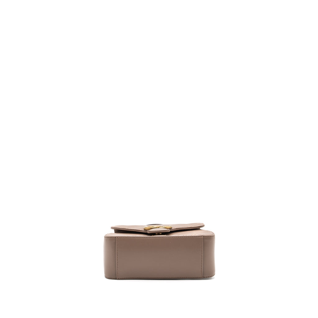 GUCCI GG MARMONT MINI TOP HANDLE BAG LEATHER DARK BEIGE GHW