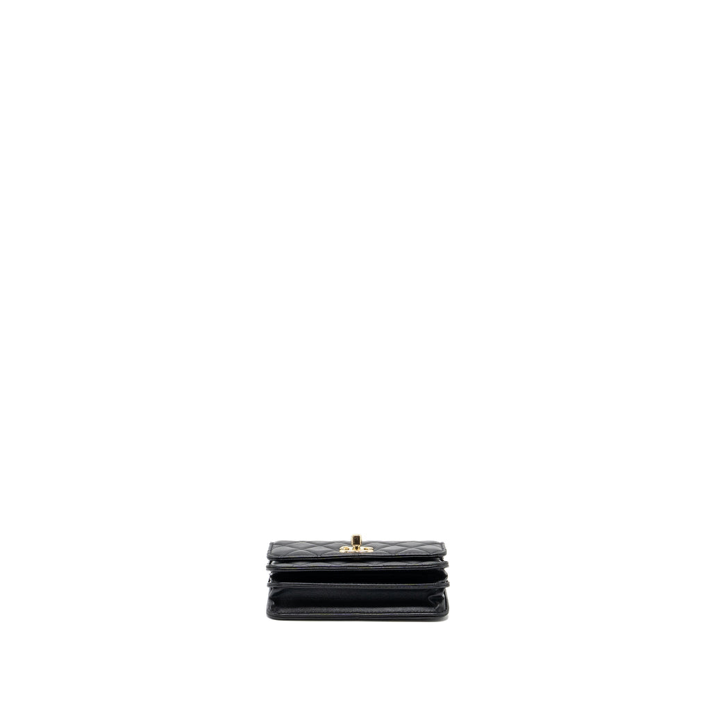 CHANEL MINI TRENDY CC WALLET ON CHAIN LAMBSKIN BLACK LGHW