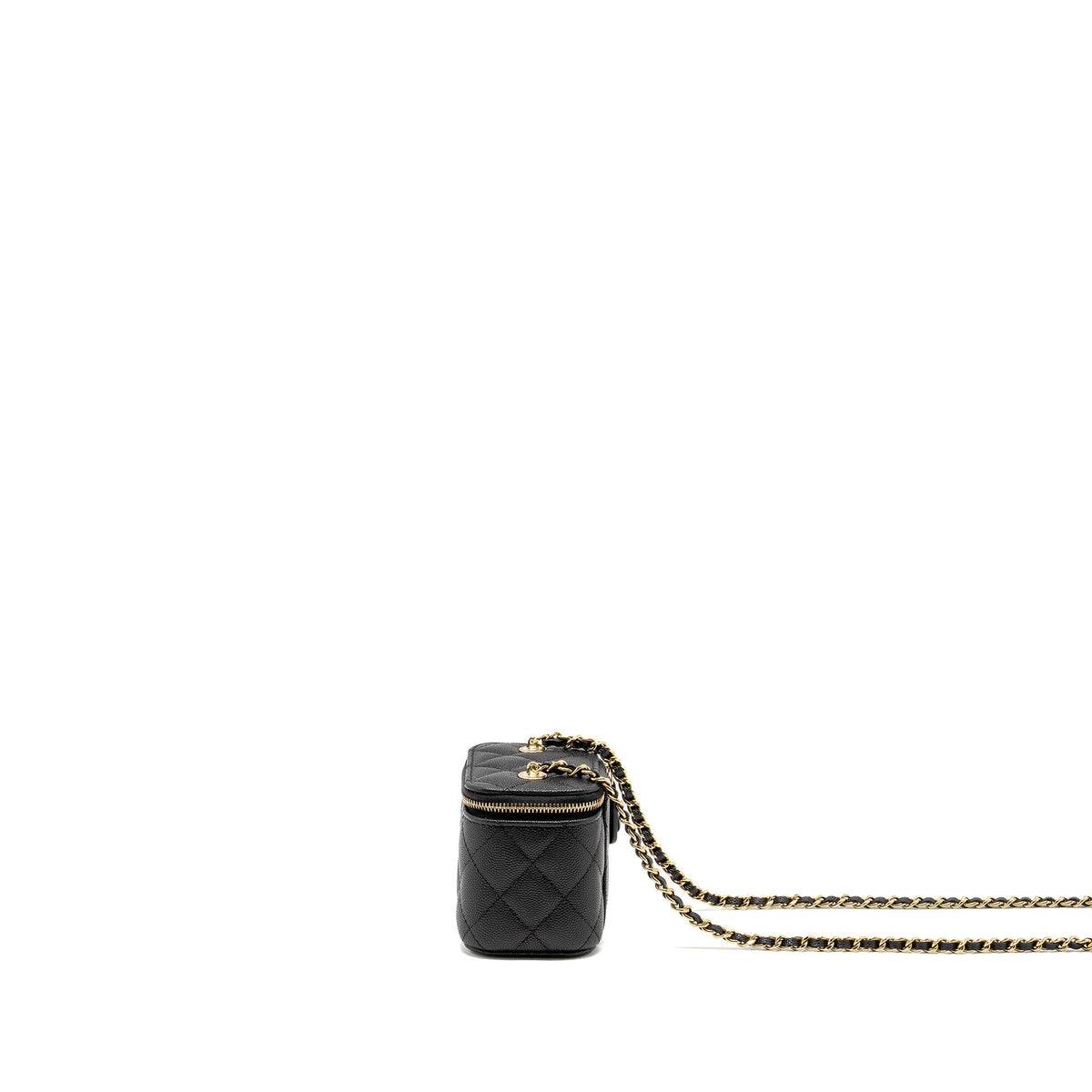 CHANEL MINI VANITY WITH CHAIN CAVIAR BLACK LGHW (MICROCHIP)