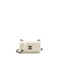 CHANEL MY EVERYTHING MINI FLAP BAG QUILTED CAVIAR WHITE BLACK HARDWARE