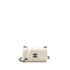 CHANEL MY EVERYTHING MINI FLAP BAG QUILTED CAVIAR WHITE BLACK HARDWARE