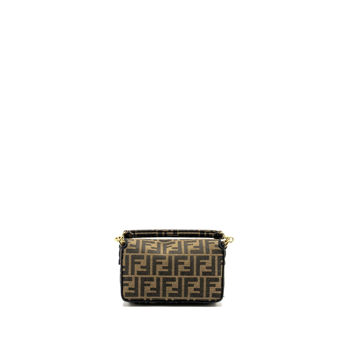 FENDI MINI BAGUETTE BAG FF JACQUARD FABRIC BROWN GHW