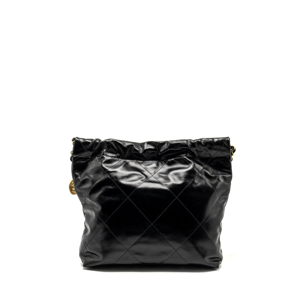 CHANEL SMALL 22 BAG SHINY CALFSKIN BLACK GHW (MICROCHIP)