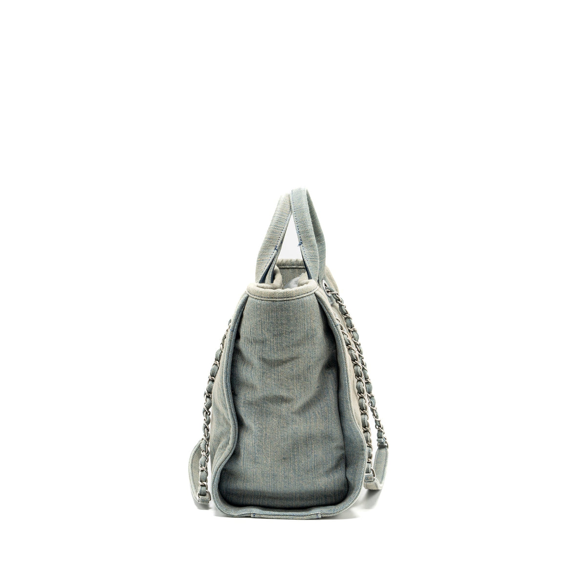 CHANEL DEAUVILLE SHOPPING TOTE BAG DENIM BLUE SHW (MICROCHIP)