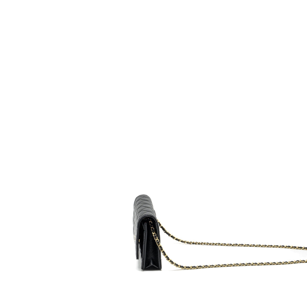 CHANEL CLASSIC WALLET ON CHAIN CAVIAR BLACK GHW (MICROCHIP)
