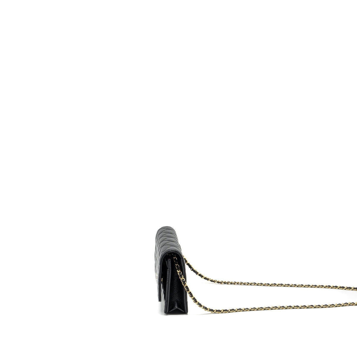 CHANEL CLASSIC WALLET ON CHAIN CAVIAR BLACK GHW (MICROCHIP)
