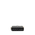 CHANEL 25P CC TOP HANDLE VANITY WITH CHAIN CAVIAR BLACK LGHW (MICROCHIP)