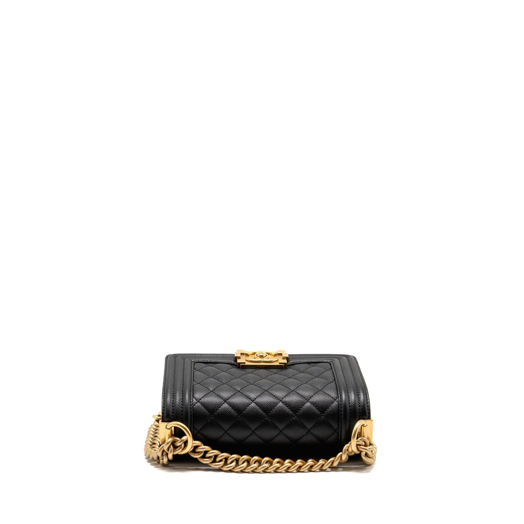 CHANEL SMALL BOY BAG CAVIAR BLACK GHW (MICROCHIP)