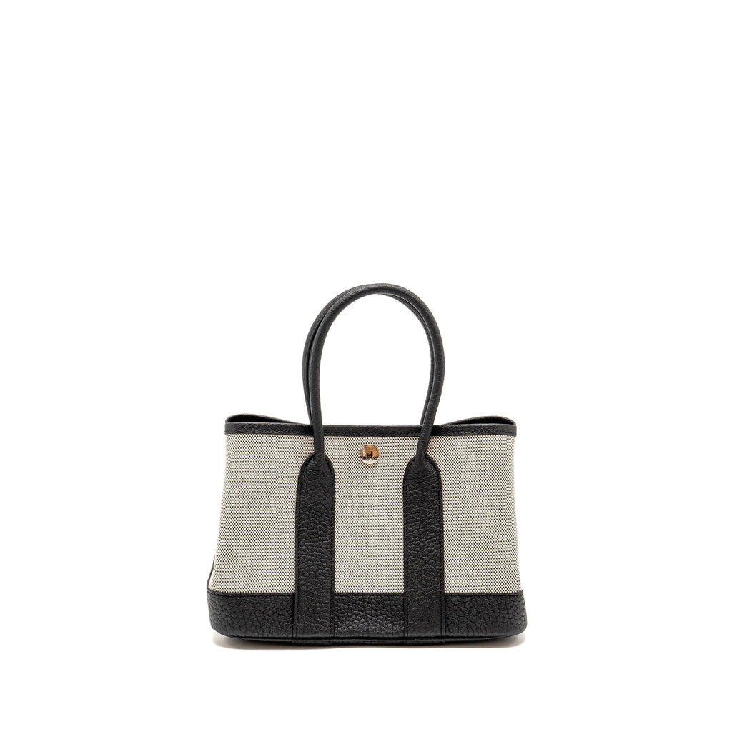 HERMES GARDEN PARTY 23 CANVAS/NEGONDA ECRU-BLACK/BLACK SHW