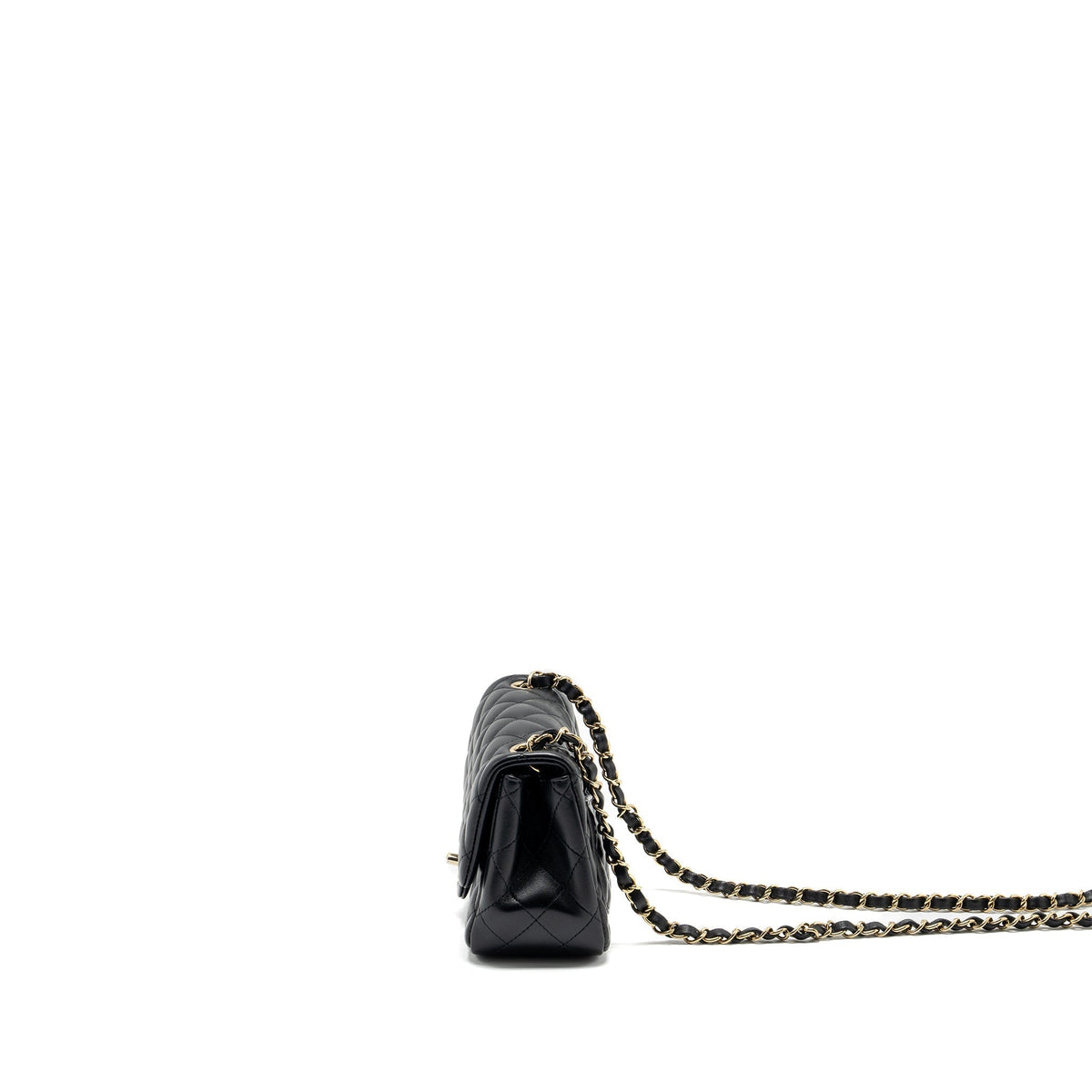 CHANEL MINI SQUARE FLAP BAG LAMBSKIN BLACK LGHW (MICROCHIP)