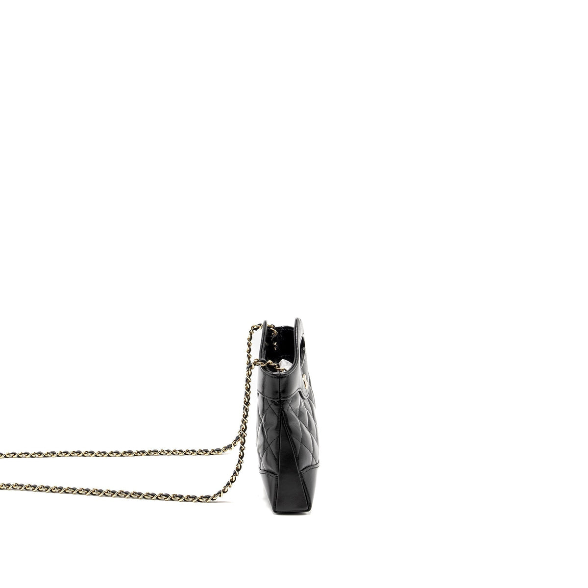 CHANEL MINI 31 CLUTCH WITH CHAIN SHINY LAMBSKIN BLACK LGHW (MICROCHIP)