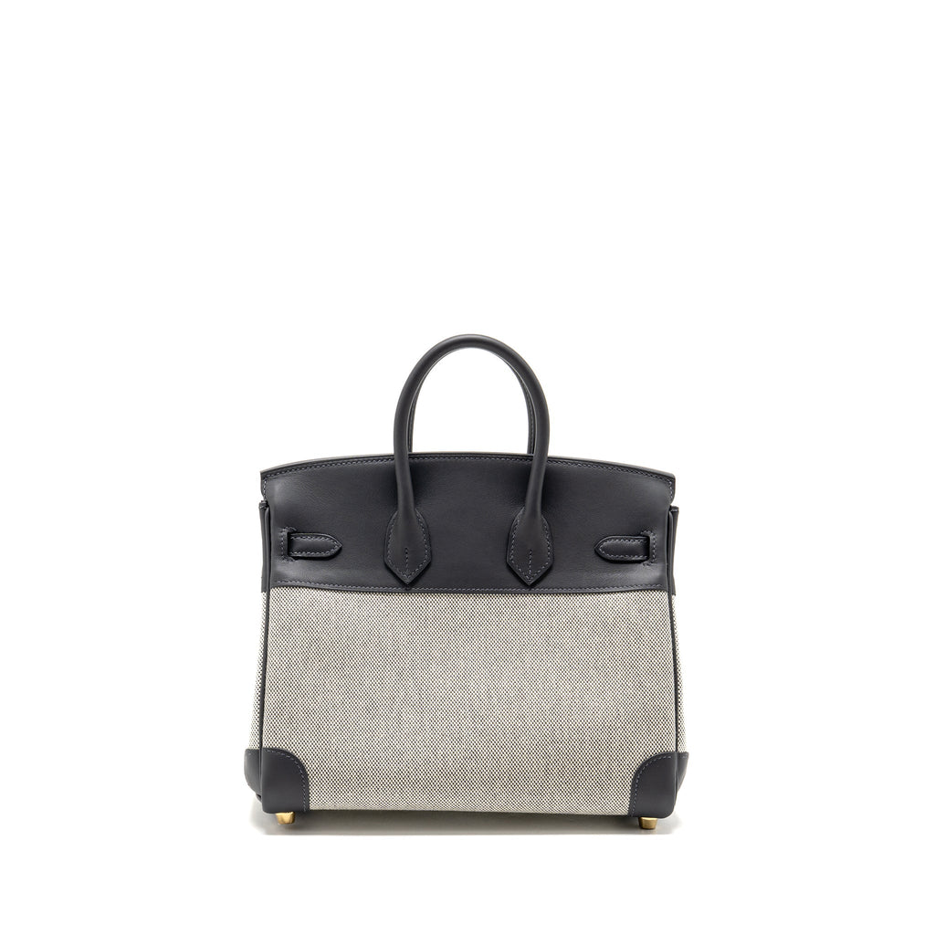 Hermes Birkin 25 Toile Swift/Canvas Ecru-Ardoise/Ardoise GHW