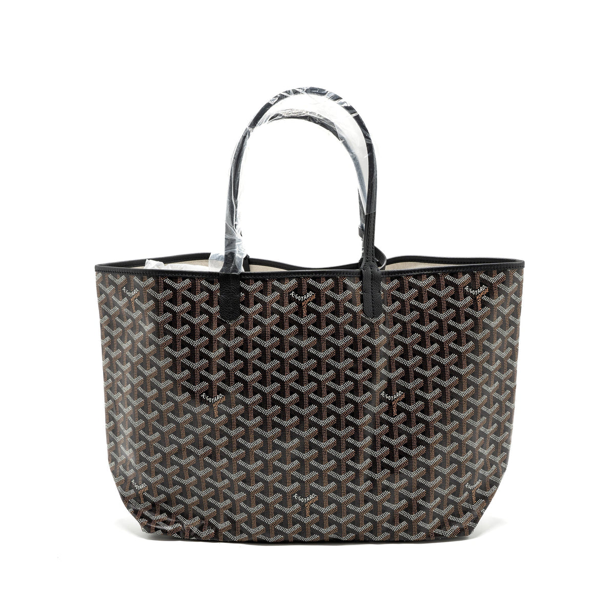 GOYARD SAINT LOUIS PM TOTE BAG GOYARDLINE CANVAS BLACK SHW