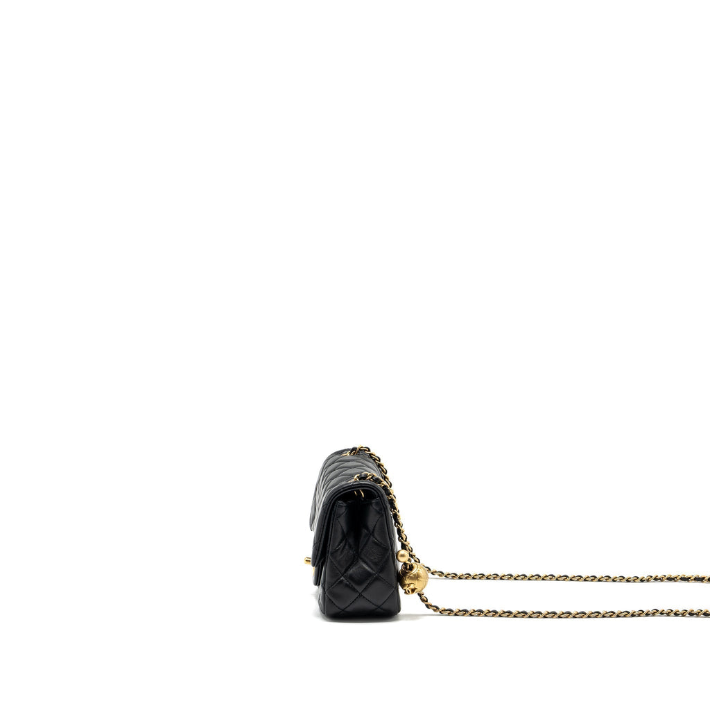 CHANEL PEARL CRUSH MINI SQUARE LAMBSKIN BLACK GHW (MICROCHIP)