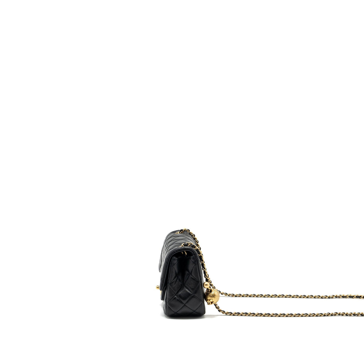 CHANEL PEARL CRUSH MINI SQUARE LAMBSKIN BLACK GHW (MICROCHIP)