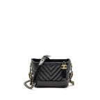 CHANEL SMALL GABRIELLE HOBO BAG CHEVRON CALFSKIN BLACK MULTICOLOUR HARDWARE