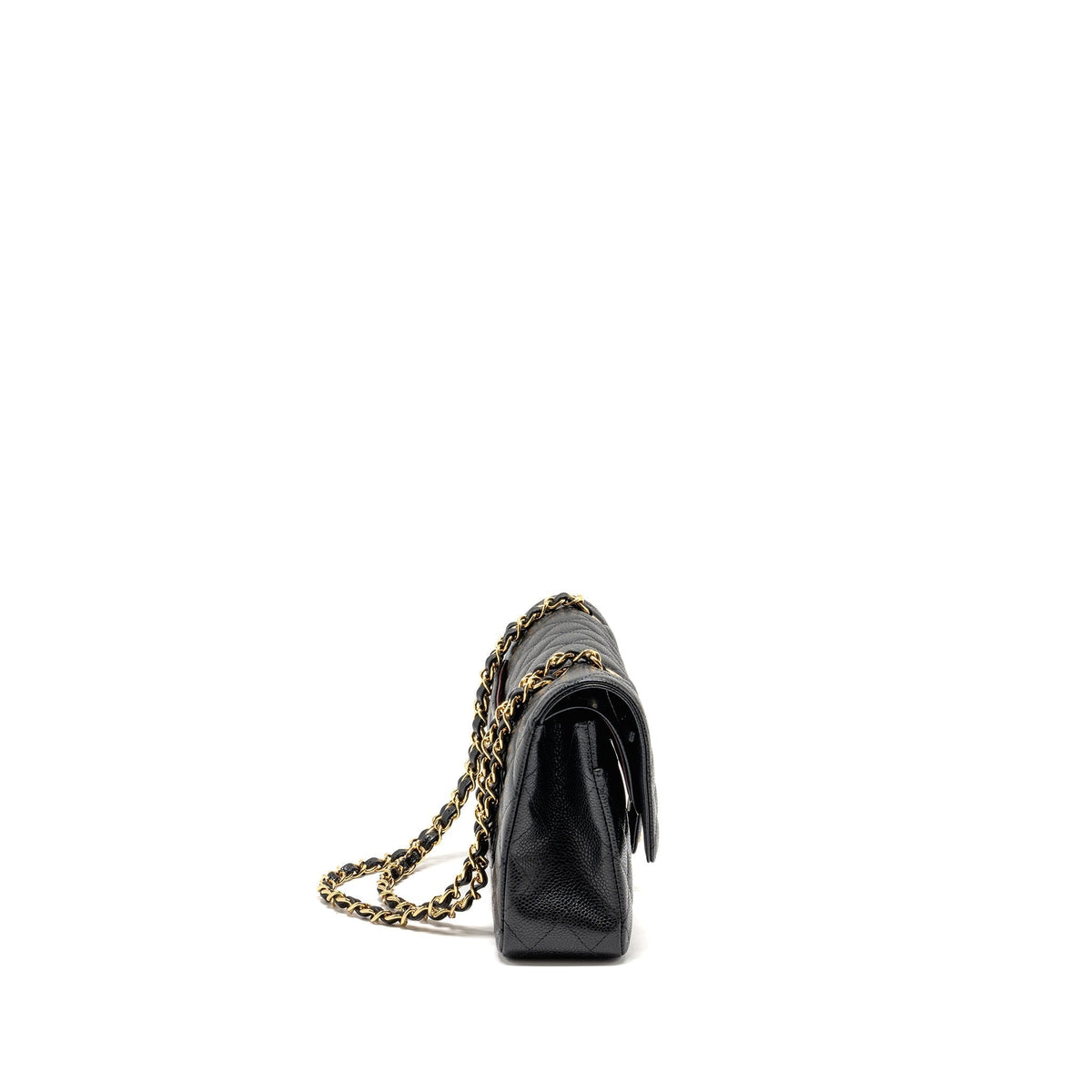 CHANEL MEDIUM CLASSIC DOUBLE  FLAP BAG CAVIAR  BLACK GHW